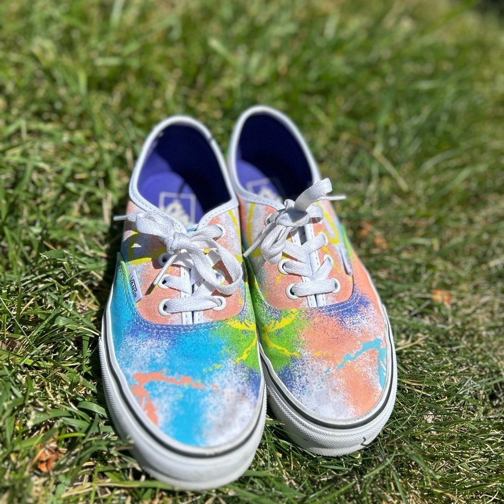 Vans Blue and Green Sneakers with Canvas Upper